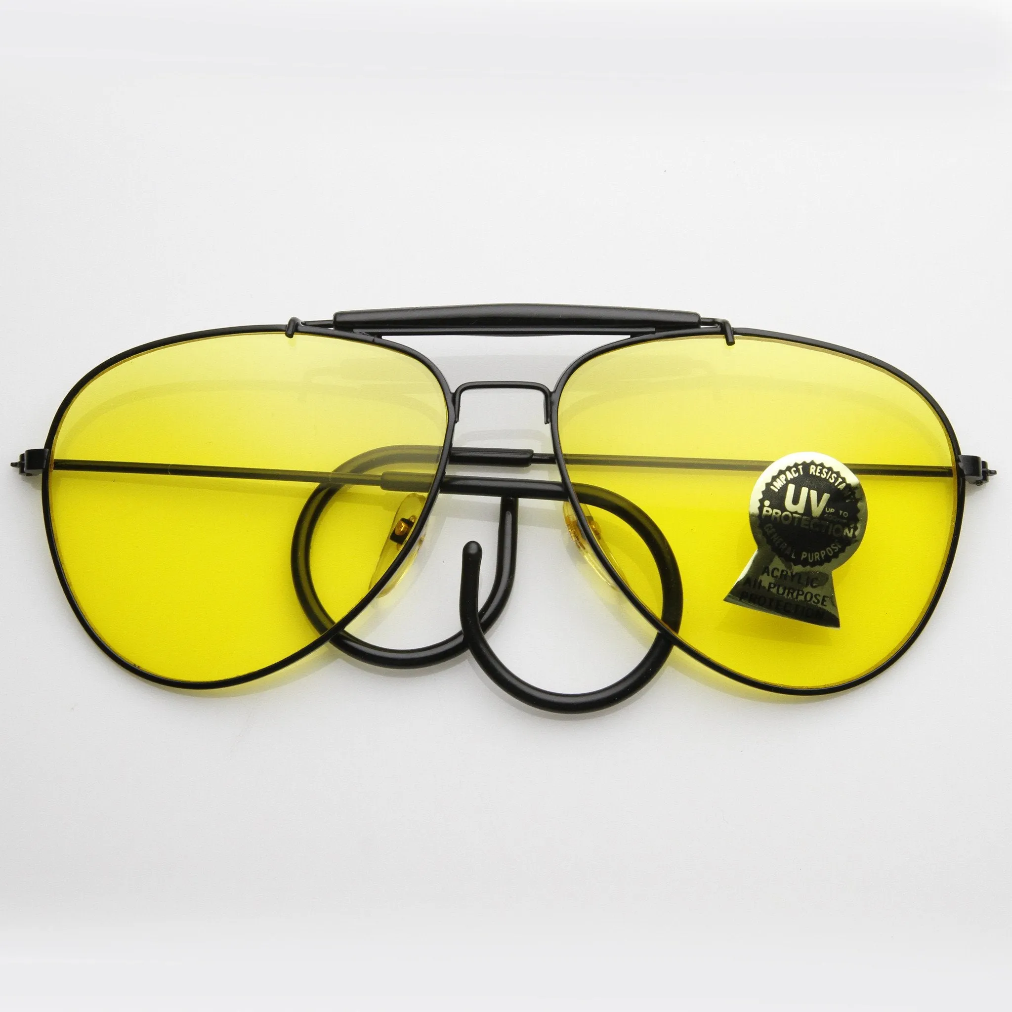 Vintage Aviator Sunglasses With Yellow Driving Lens 7206