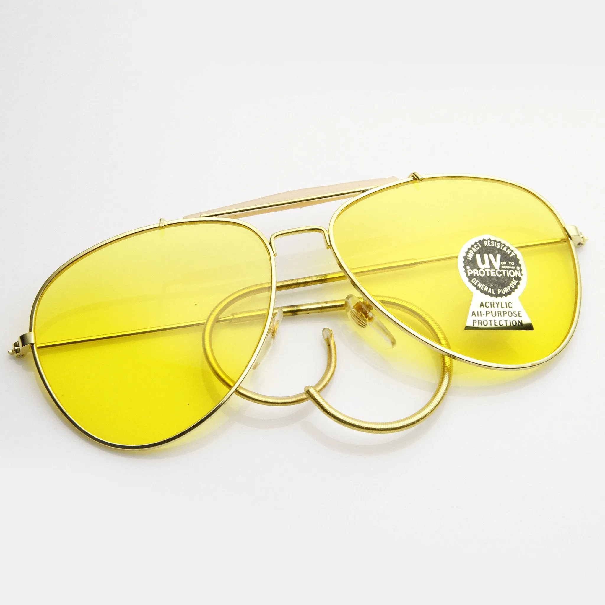 Vintage Aviator Sunglasses With Yellow Driving Lens 7206