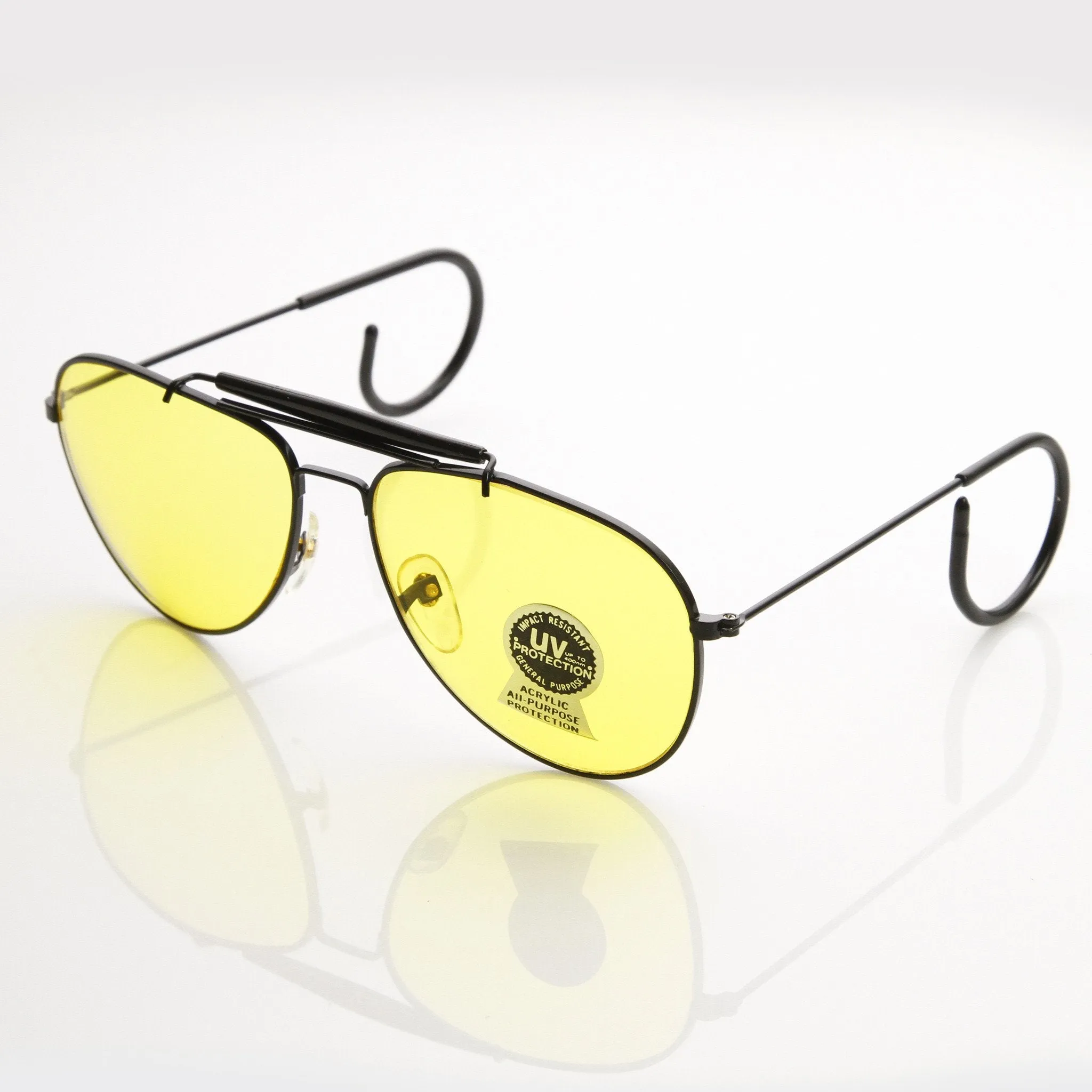 Vintage Aviator Sunglasses With Yellow Driving Lens 7206