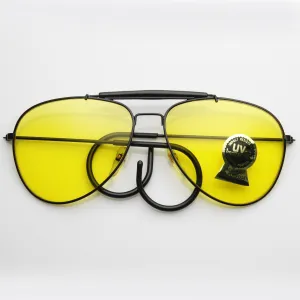 Vintage Aviator Sunglasses With Yellow Driving Lens 7206