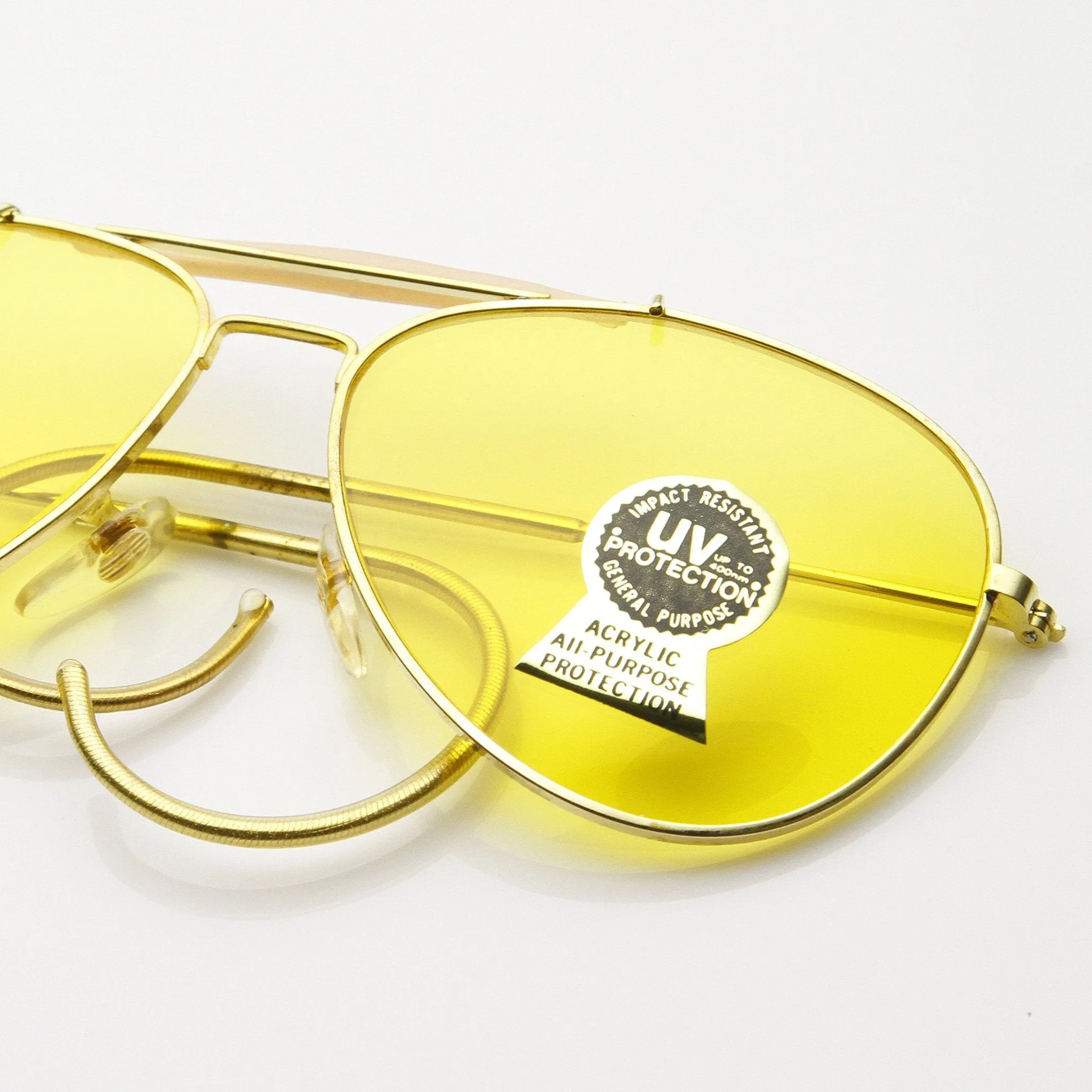 Vintage Aviator Sunglasses With Yellow Driving Lens 7206