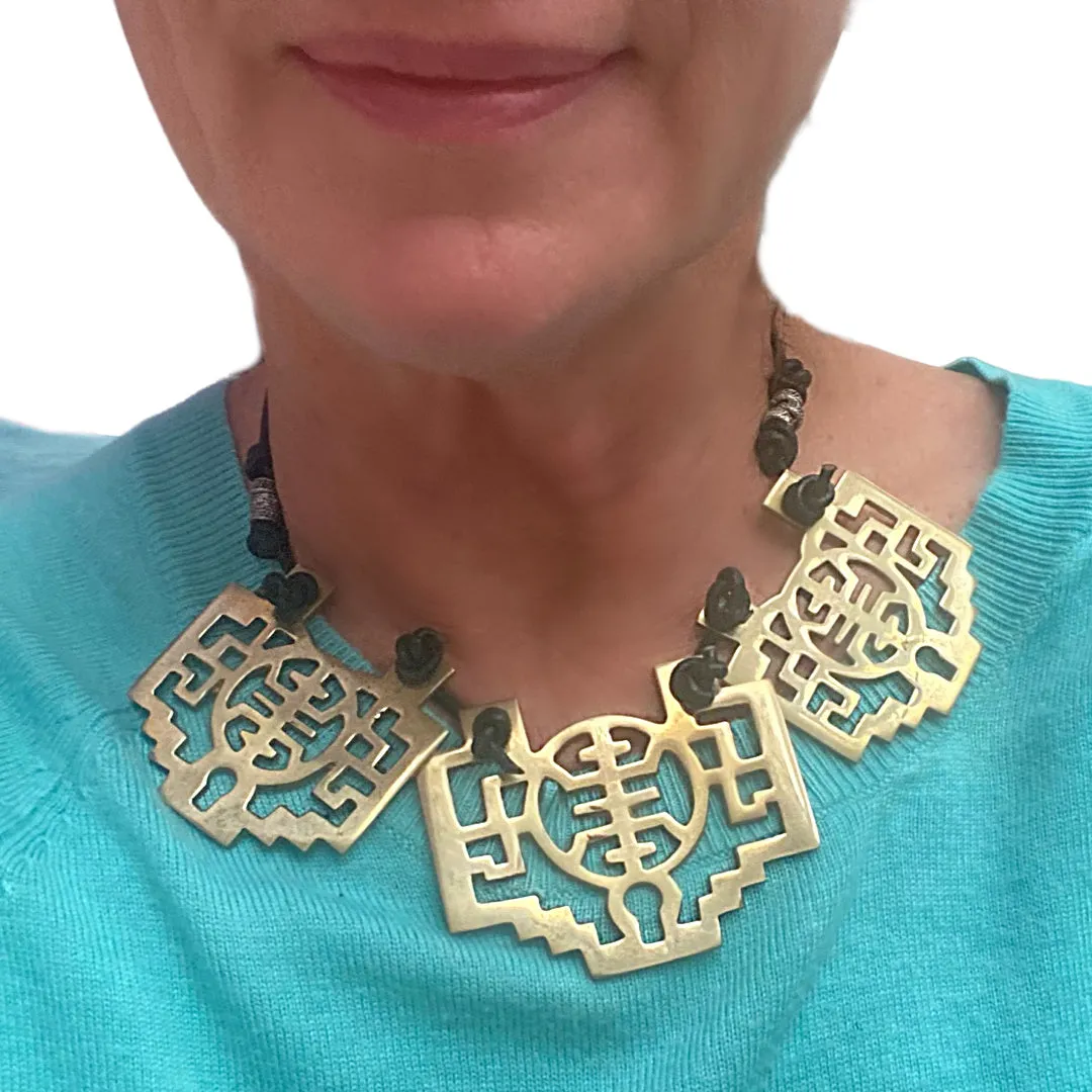 Vintage Brass & Leather Necklace
