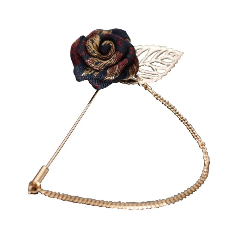 Vintage Rose Flower Chain Tassel Collar Brooch Pins