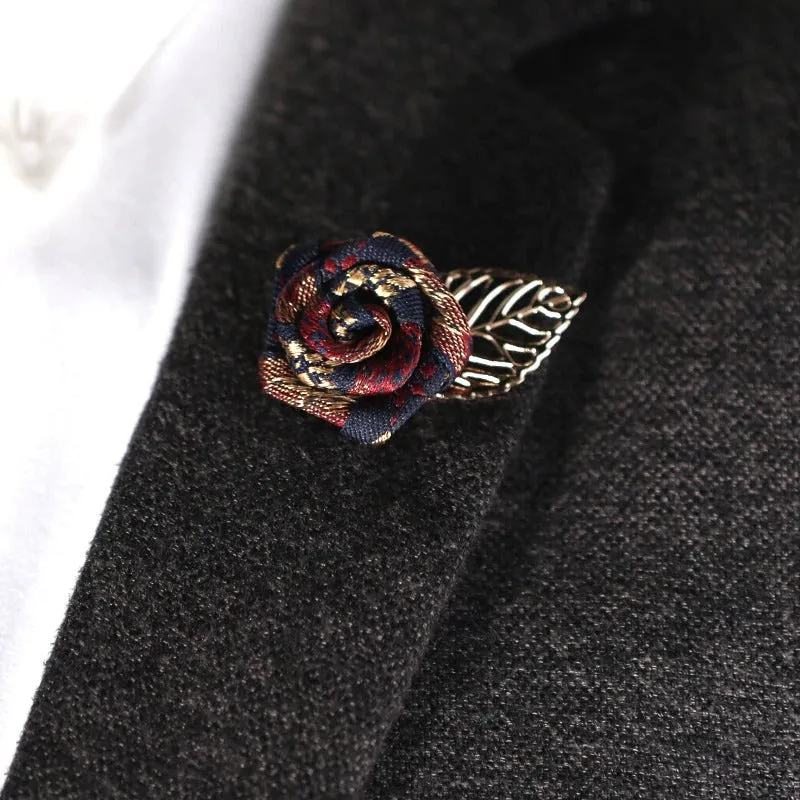 Vintage Rose Flower Chain Tassel Collar Brooch Pins