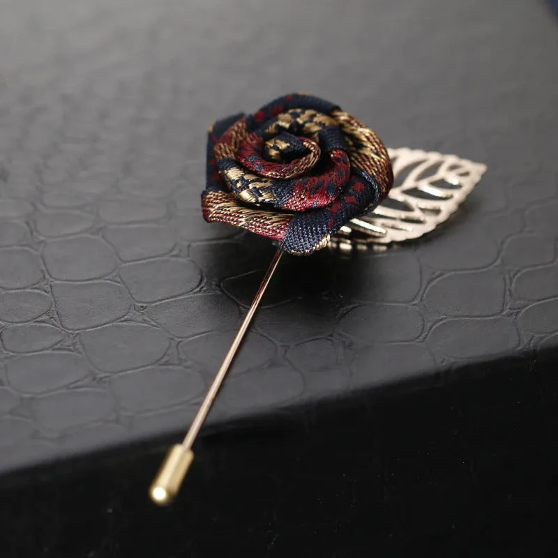 Vintage Rose Flower Chain Tassel Collar Brooch Pins