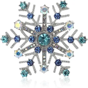 Vintage Snowflake Brooch Pins for Women,Rhinestone CZ Winter Flower Lapel Pins Crystal Christmas Brooch Badge Pins Cloth Dress Accessories Jewelry for Christmas