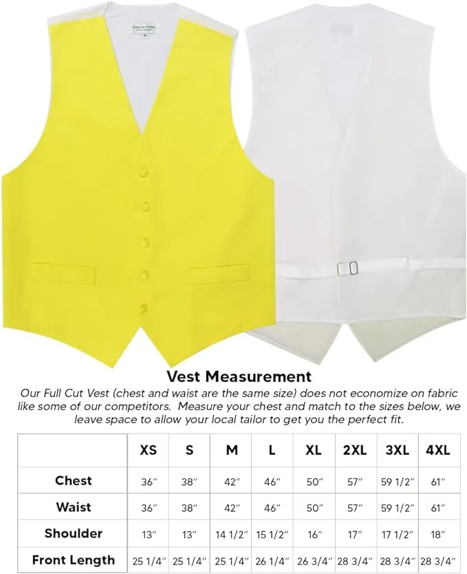 Vittorio Farina Men's Satin Vest, Necktie, Bow Tie and Pocket Square Set (White Back)