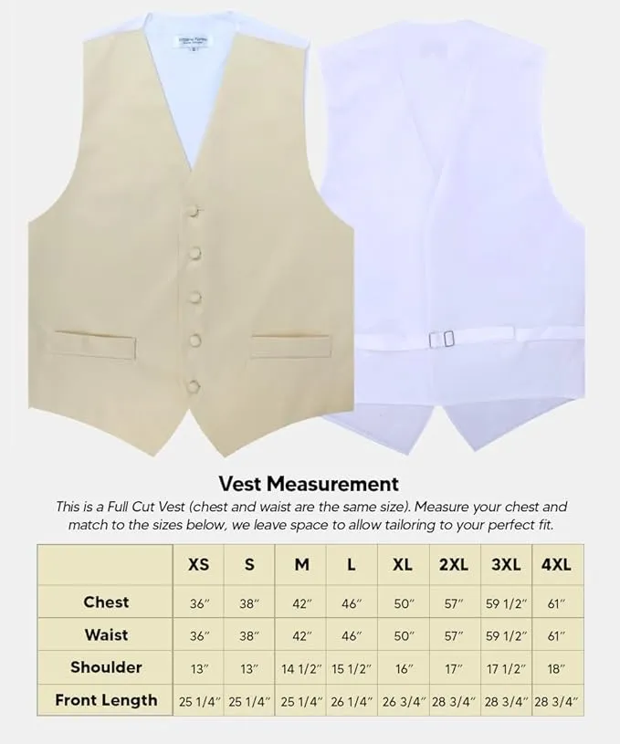 Vittorio Farina Men's Satin Vest, Necktie, Bow Tie and Pocket Square Set (White Back)