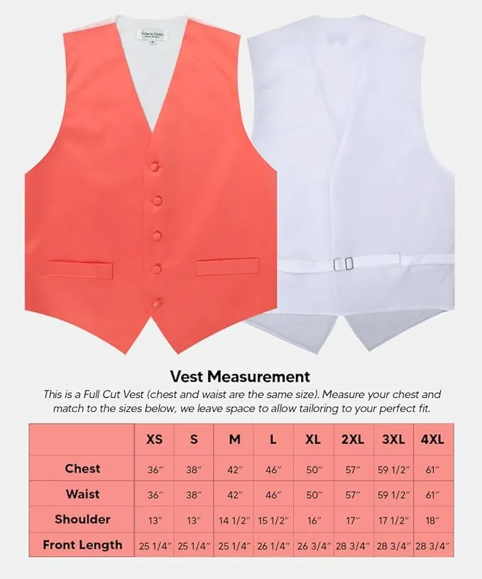 Vittorio Farina Men's Satin Vest, Necktie, Bow Tie and Pocket Square Set (White Back)