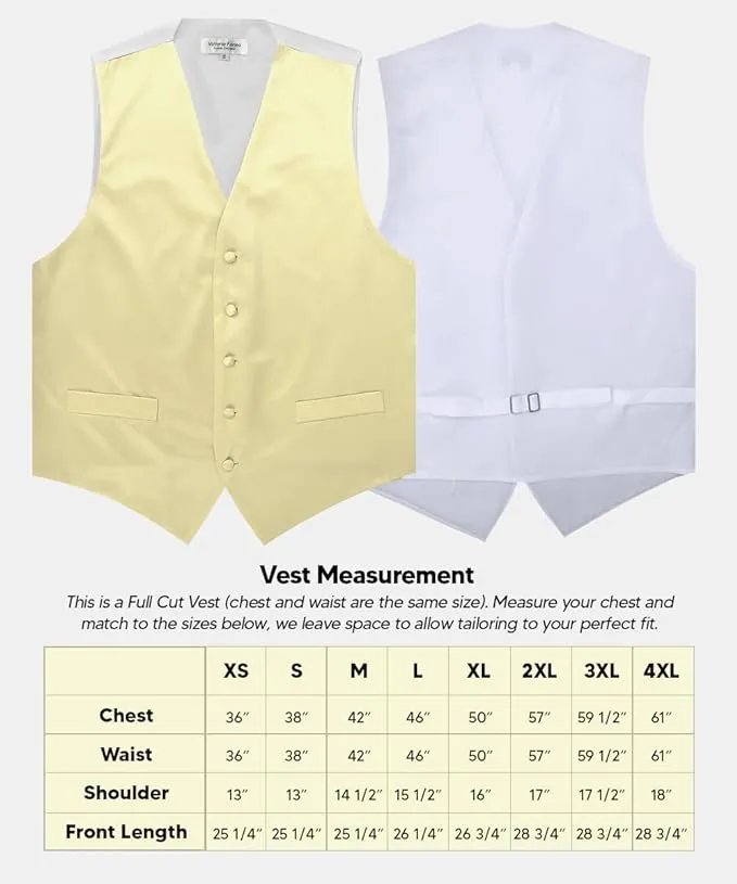 Vittorio Farina Men's Satin Vest, Necktie, Bow Tie and Pocket Square Set (White Back)