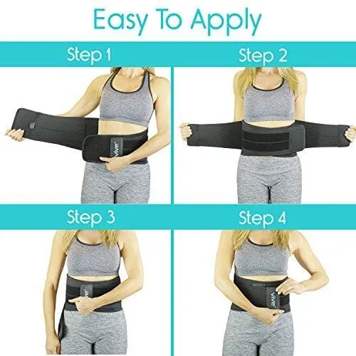 Vive Lower Back Brace - Support for Chronic Pain, Sciatica, Spasms, Nerve and Herniated or Slipped Disc - Adjustable Lumbar Wrap for Pain Management and Relief