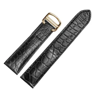 WATCHESMATE Black Leather Strap for Cartier Tank Collection Watches