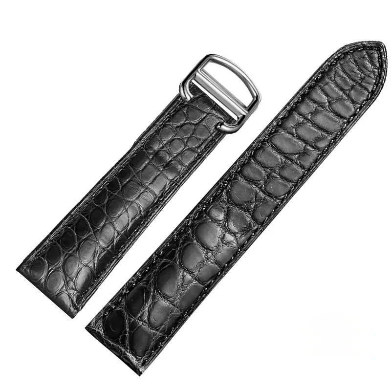 WATCHESMATE Black Leather Strap for Cartier Tank Collection Watches