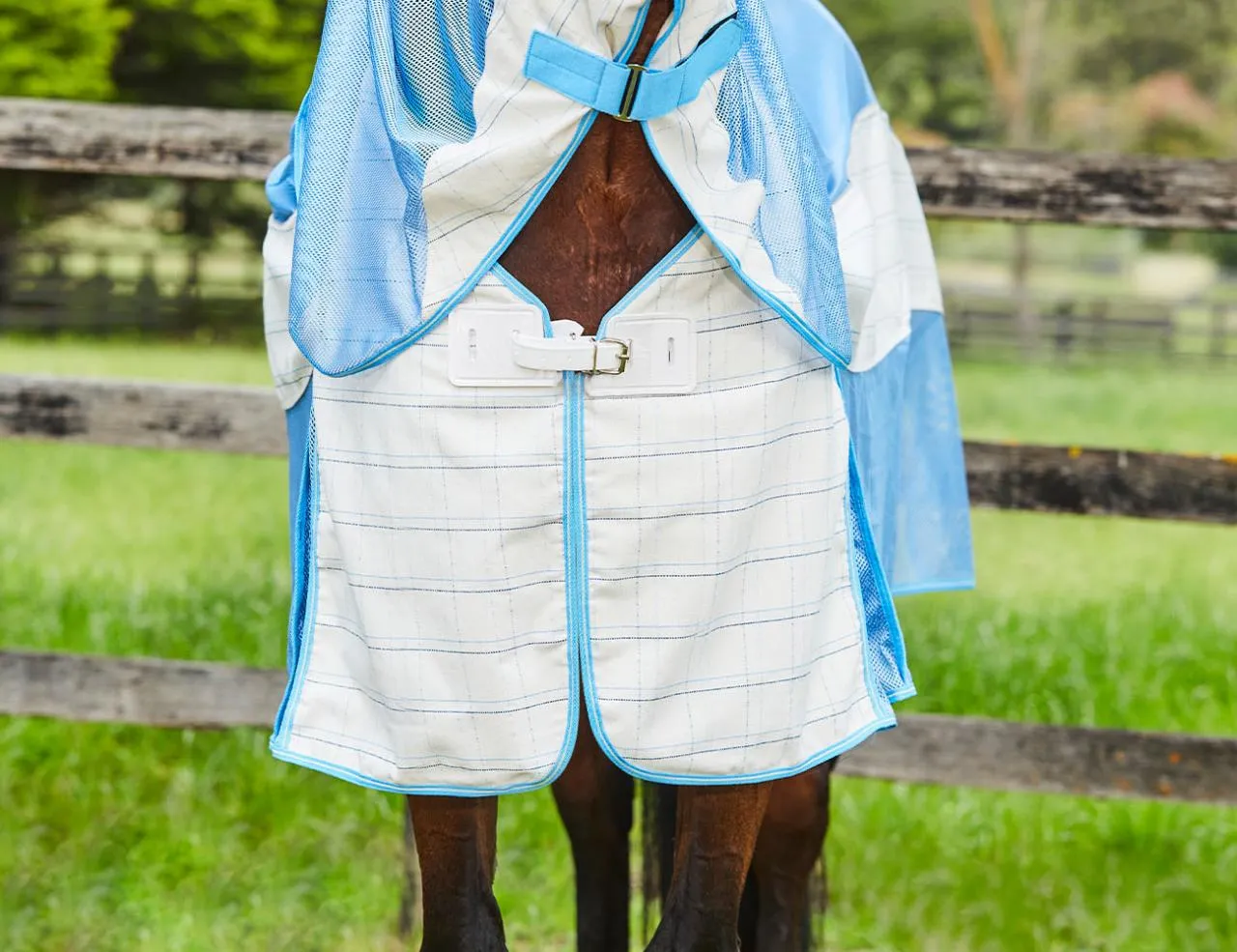 Weatherbeeta Breeze Combo Scrunch Neck II - White/Blue /Lemon