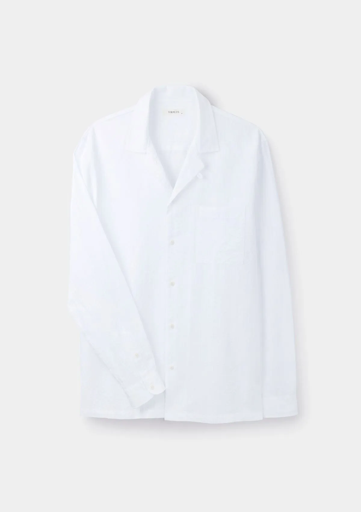 White Self Stripe Long Sleeve Cuban Shirt