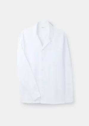 White Self Stripe Long Sleeve Cuban Shirt