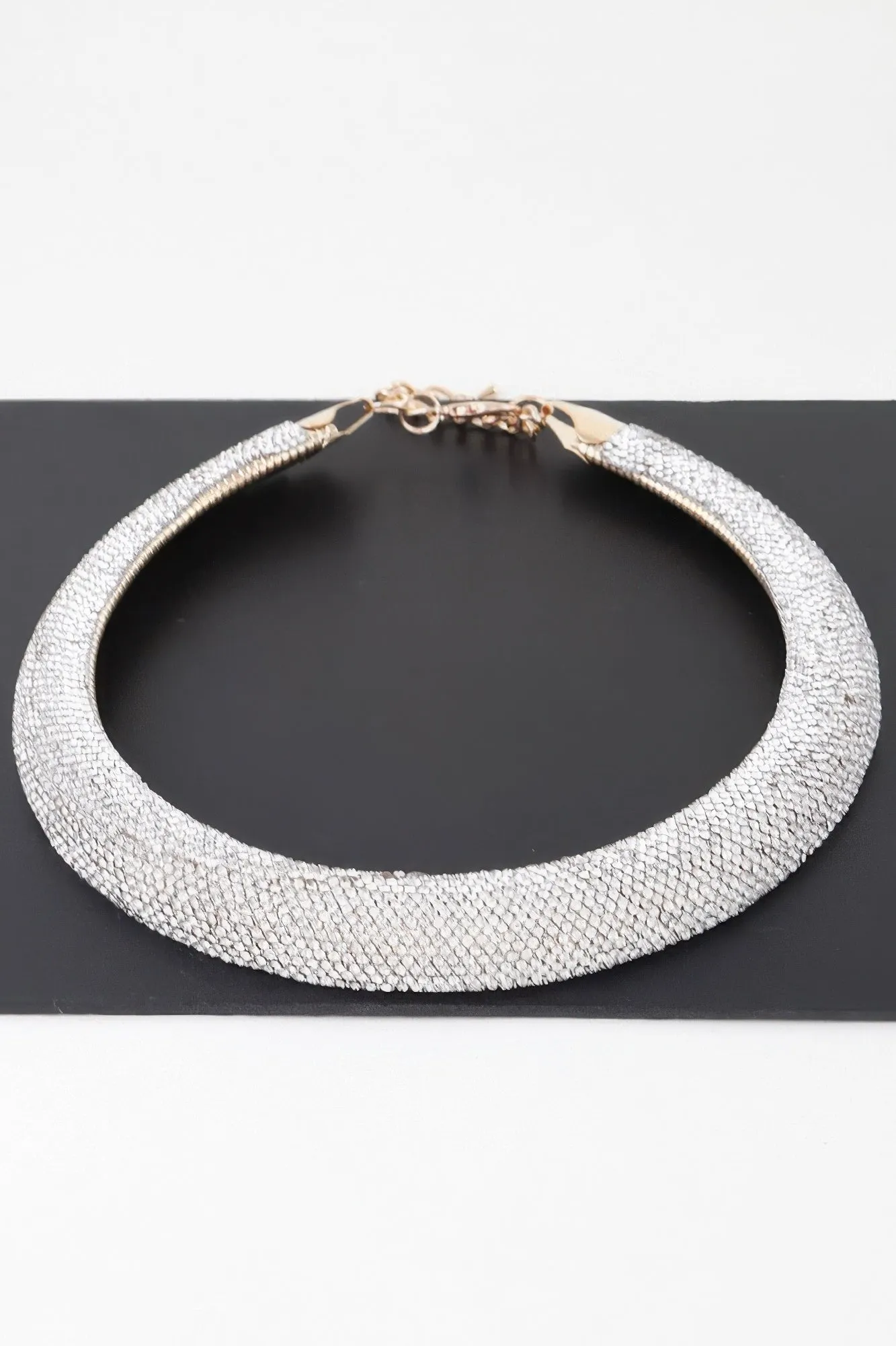 Wide Bejeweled Statement Necklace