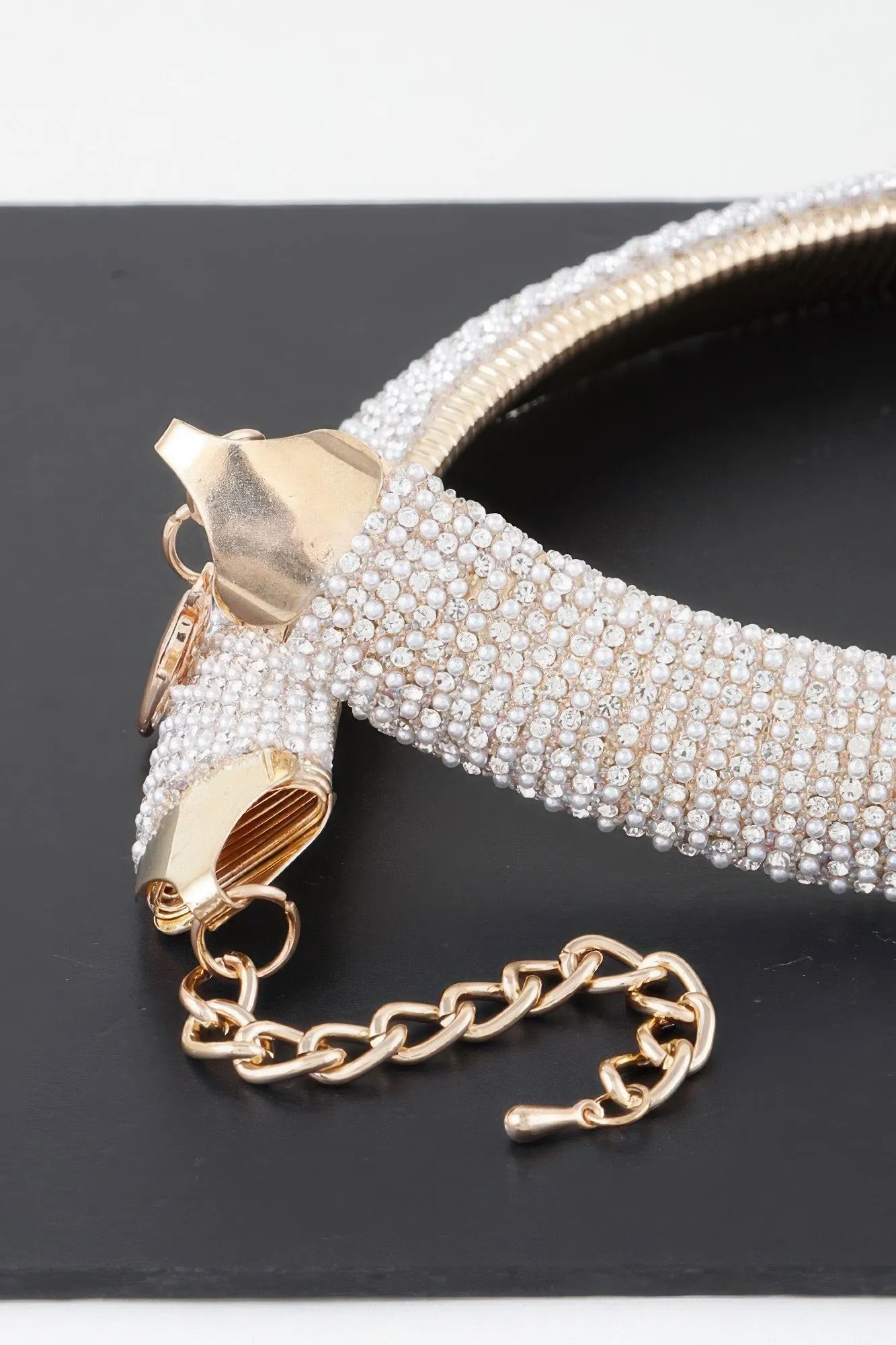 Wide Bejeweled Statement Necklace