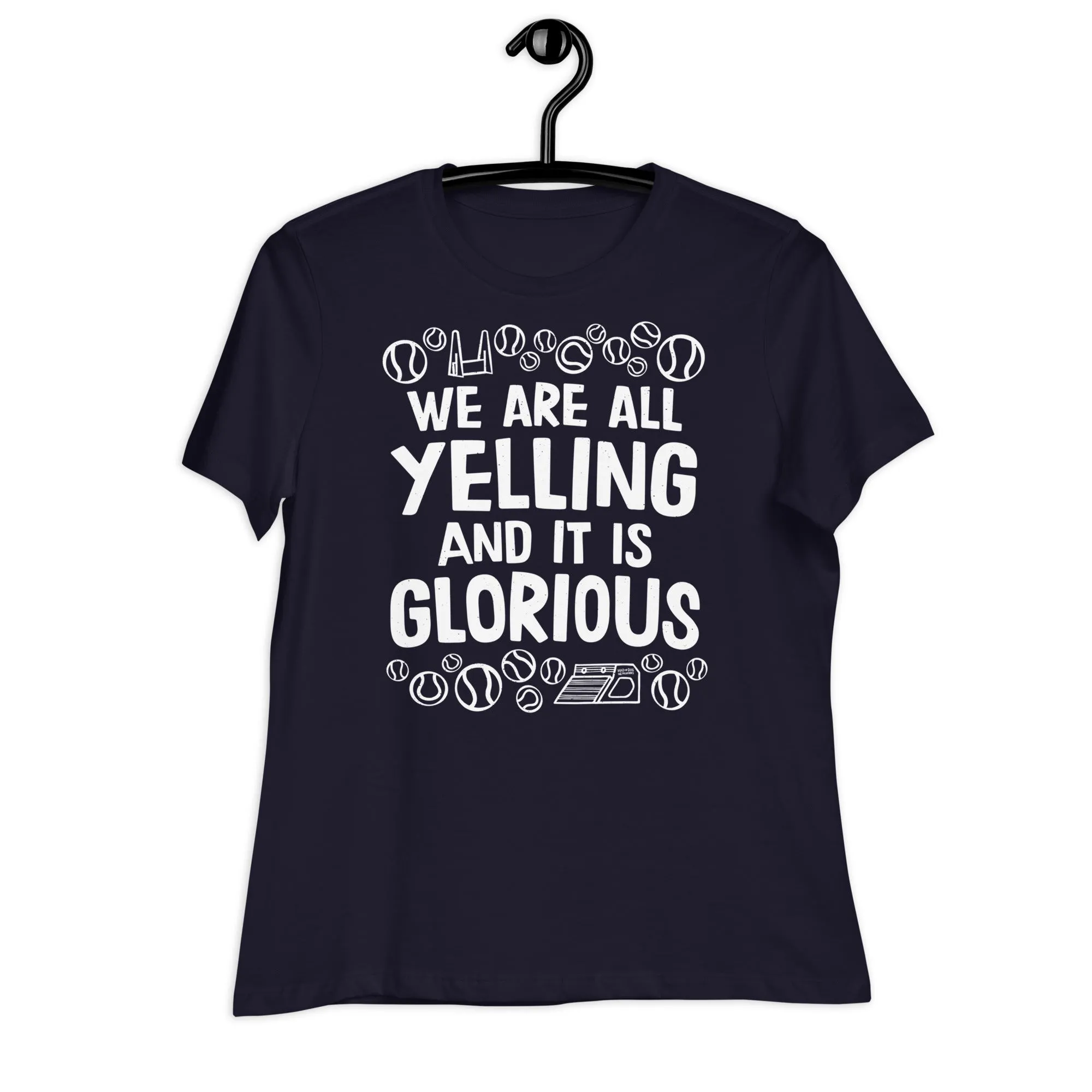 women's relaxed fit t-shirt: flyball = yelling