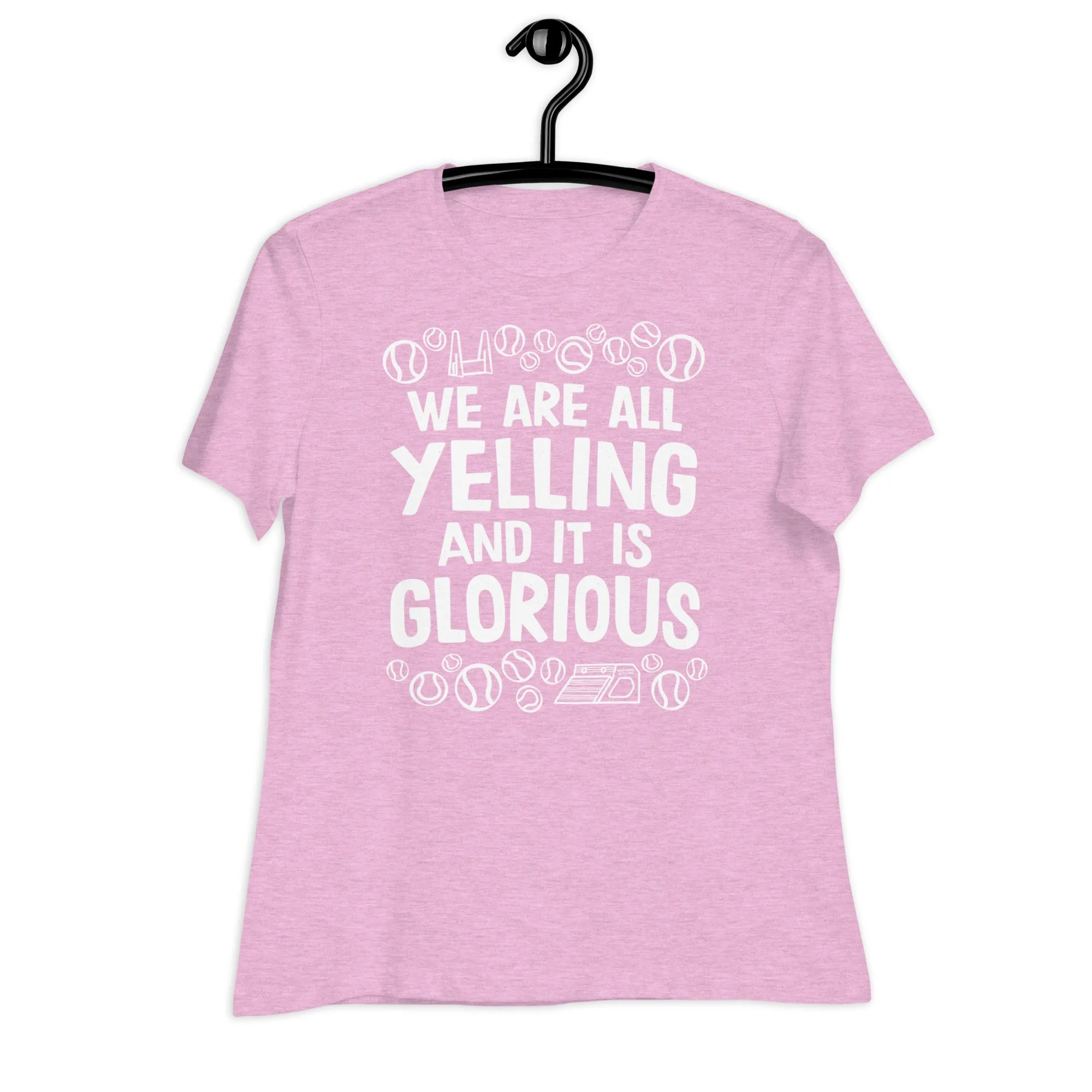 women's relaxed fit t-shirt: flyball = yelling