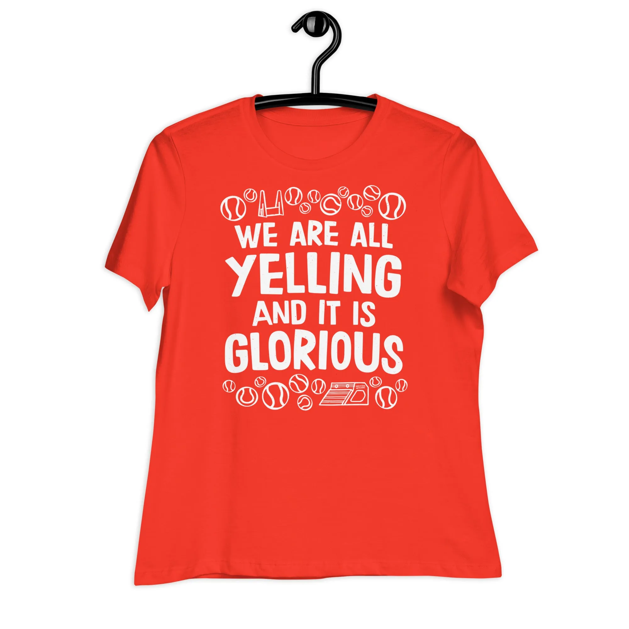 women's relaxed fit t-shirt: flyball = yelling