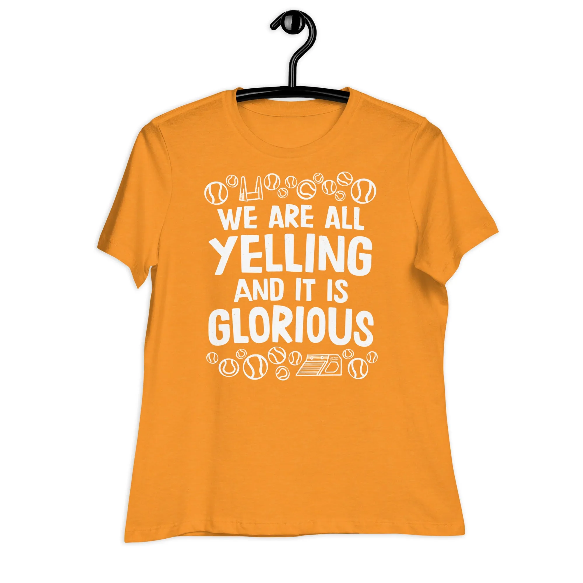 women's relaxed fit t-shirt: flyball = yelling
