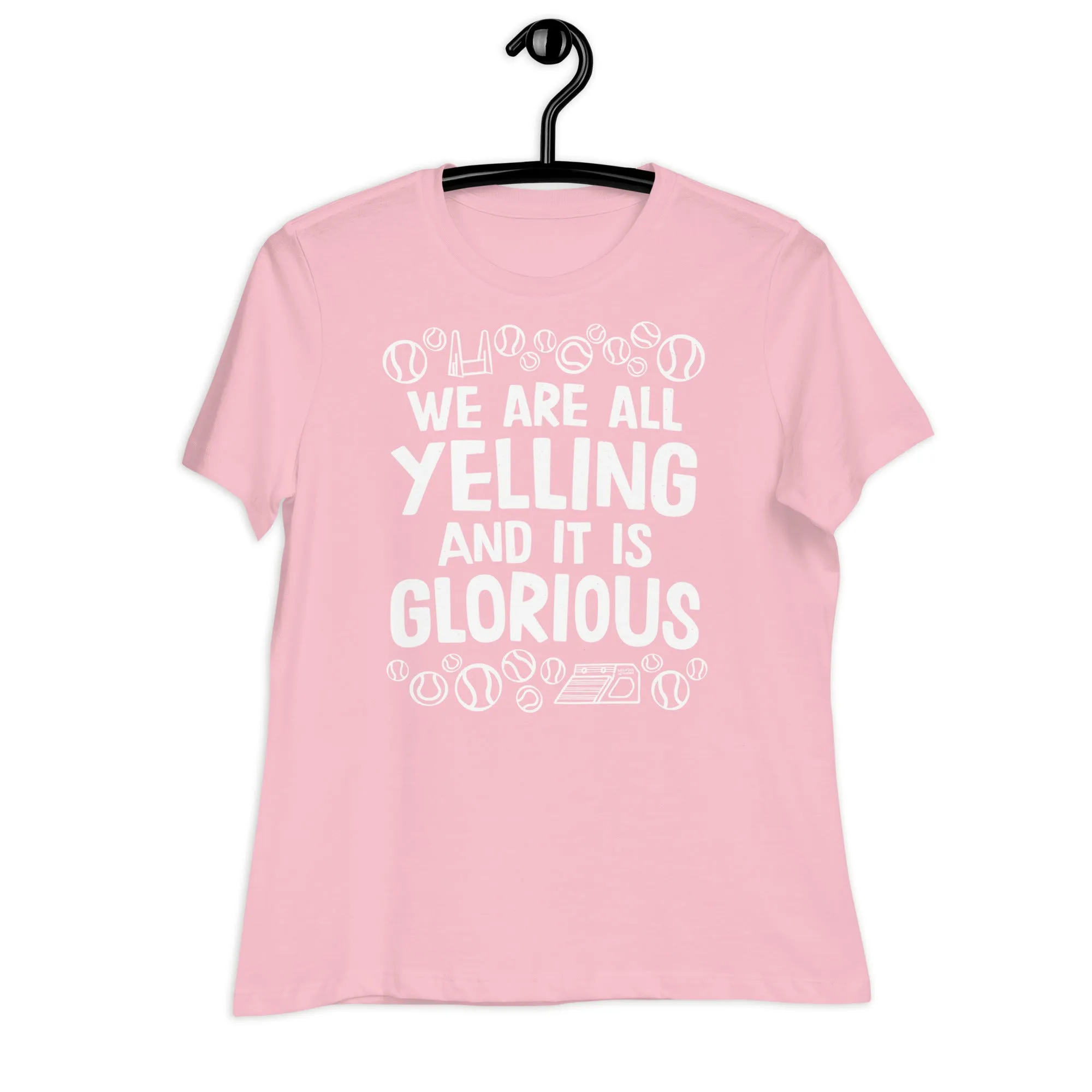 women's relaxed fit t-shirt: flyball = yelling