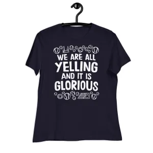 women's relaxed fit t-shirt: flyball = yelling