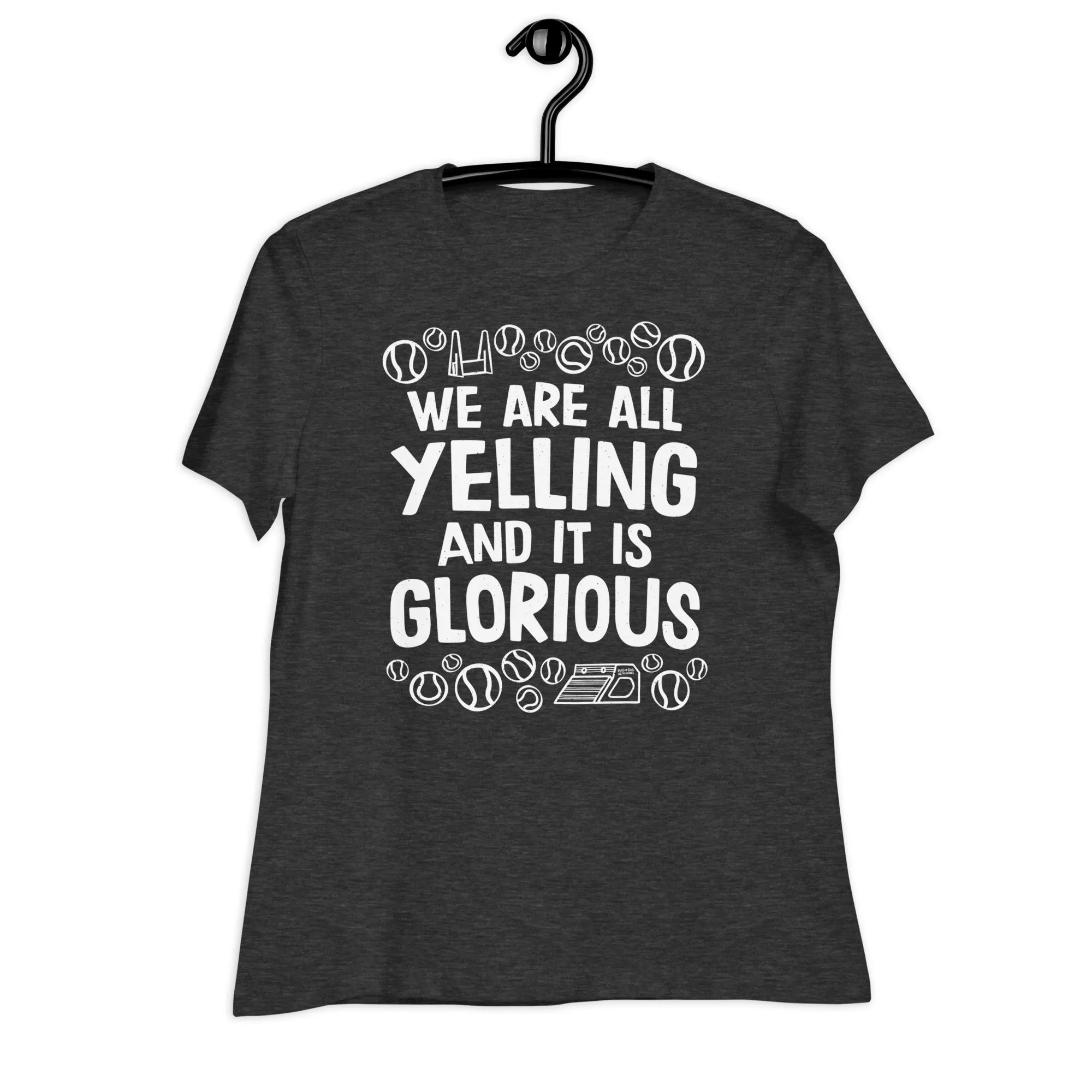 women's relaxed fit t-shirt: flyball = yelling