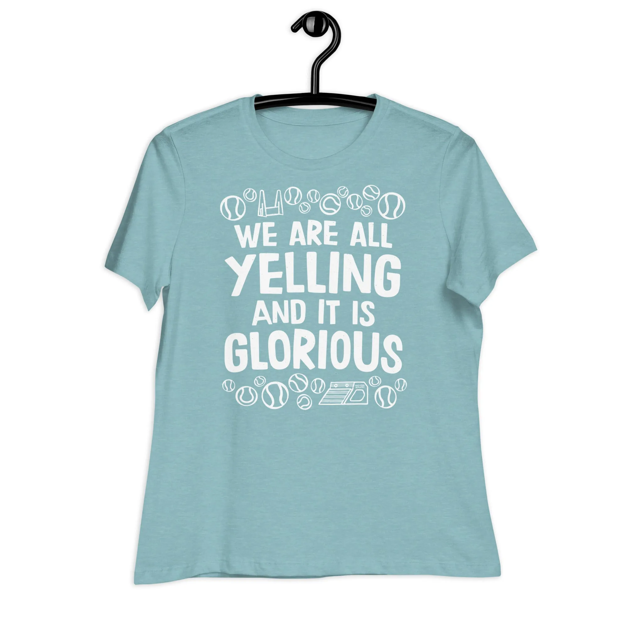 women's relaxed fit t-shirt: flyball = yelling