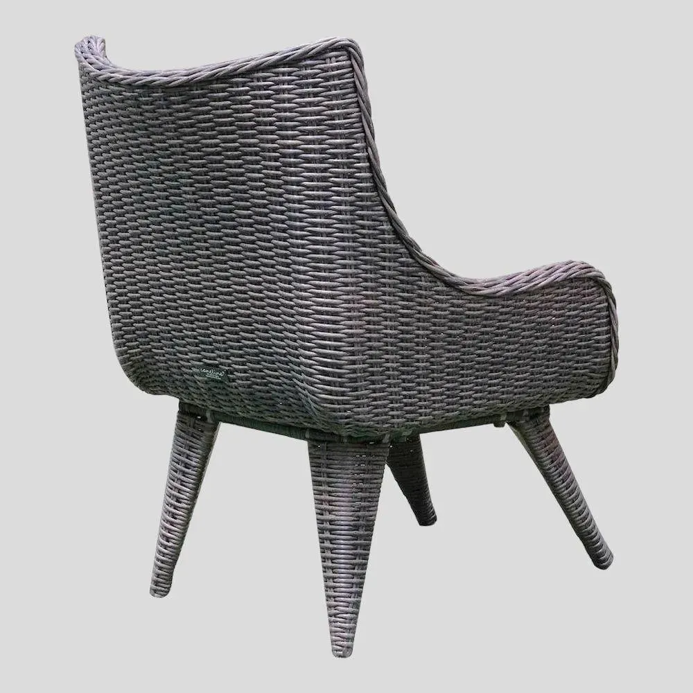 Wooden Twist Hoary Rattan Armrest Sofa Chairs With 1 Table for Outdoor Furniture Stylish Patio Conversation Set