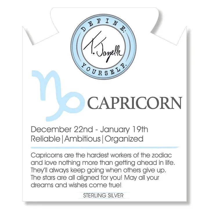 Zodiac Collection - Celestine Stone Bracelet with Capricorn Sterling Silver Charm